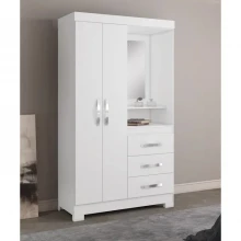Guarda Roupa 2 Portas com Espelho Branco ou Rosa